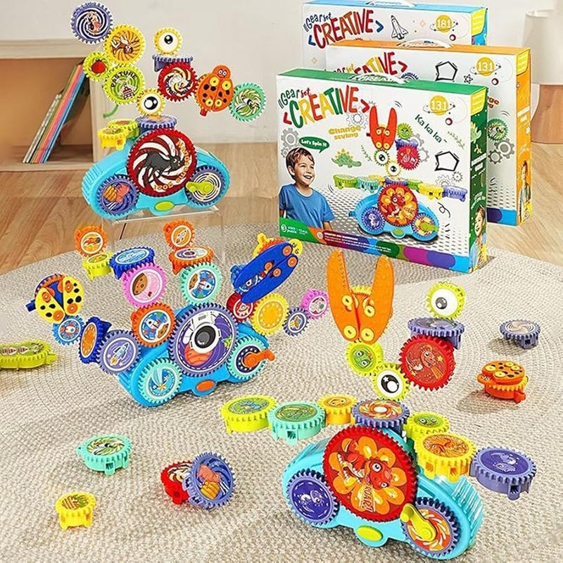 Space Electric Gear Building Blocks Toy Set Over 100 Shapes Boost Creativity Gift - Image 2
